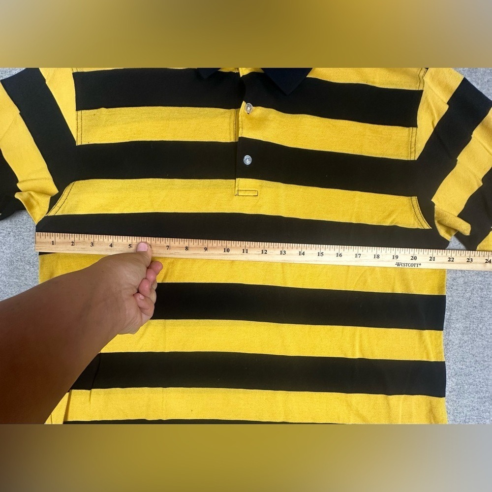 Bobby Jones Players Polo Shirt Georgia Tech Mens Large Black Yellow Stripe Golf - Picture 7 of 9